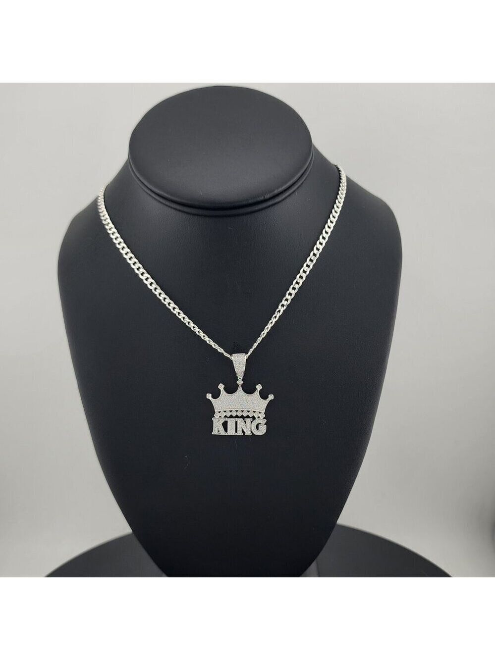 Sterling Silver 925 KING Crown Necklace – Bold Royal Statement